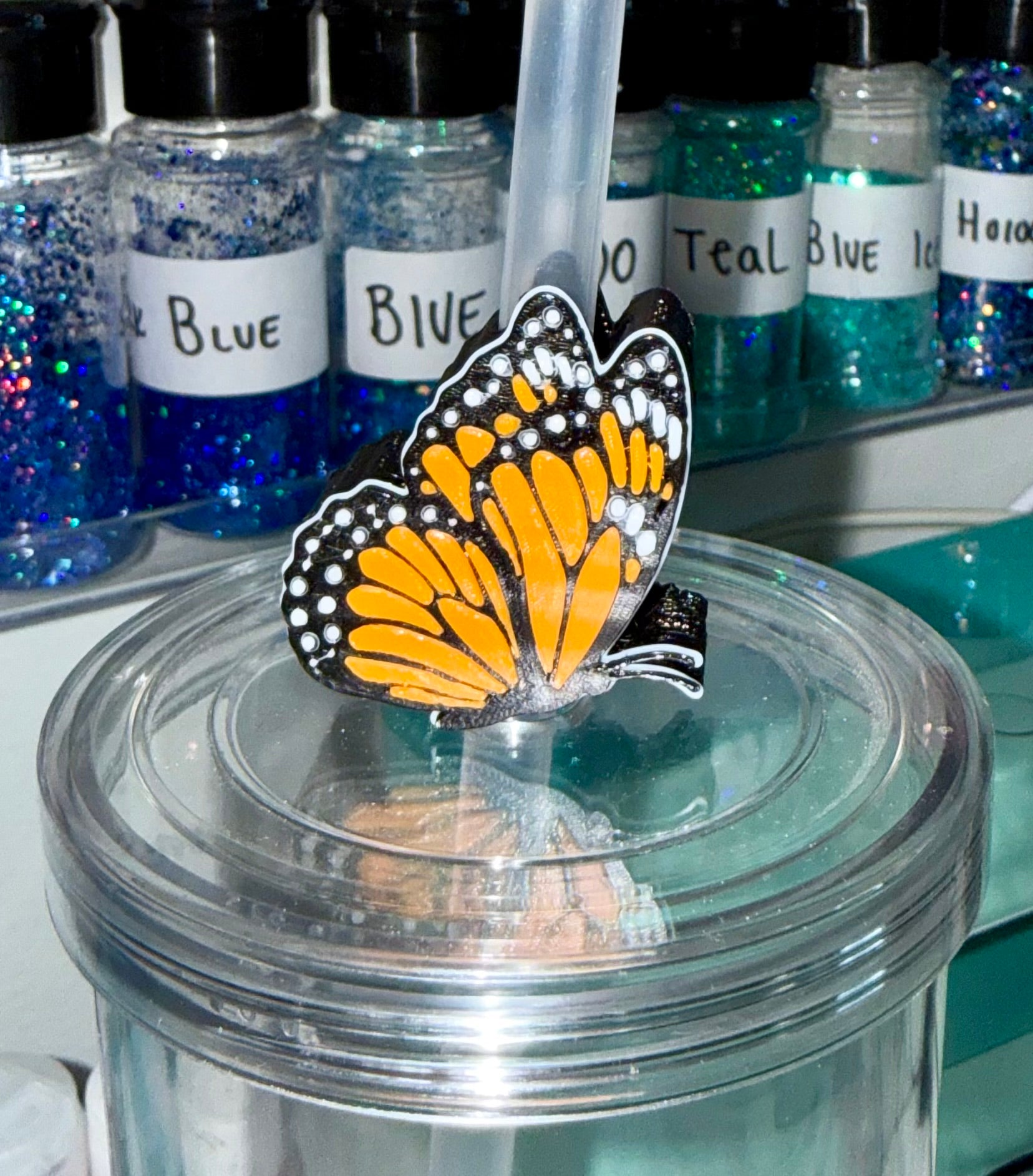 Orange Butterfly Straw Cup Accessories