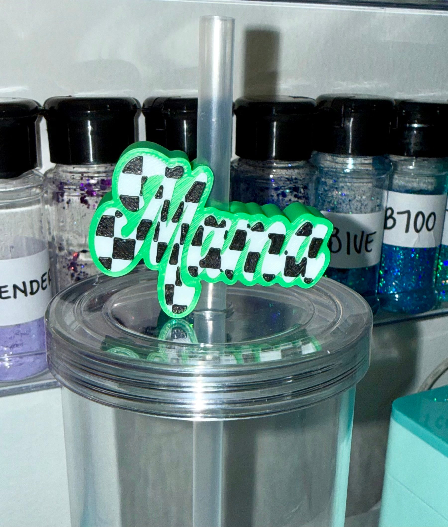 Green Mama Checked Straw Cup Accessories