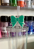 Teal Bow Straw Cup Accessories