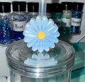 Light Blue Flower Straw Cup Accessories