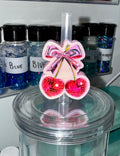 Bow and Cherry Disco Straw Cup Accessories