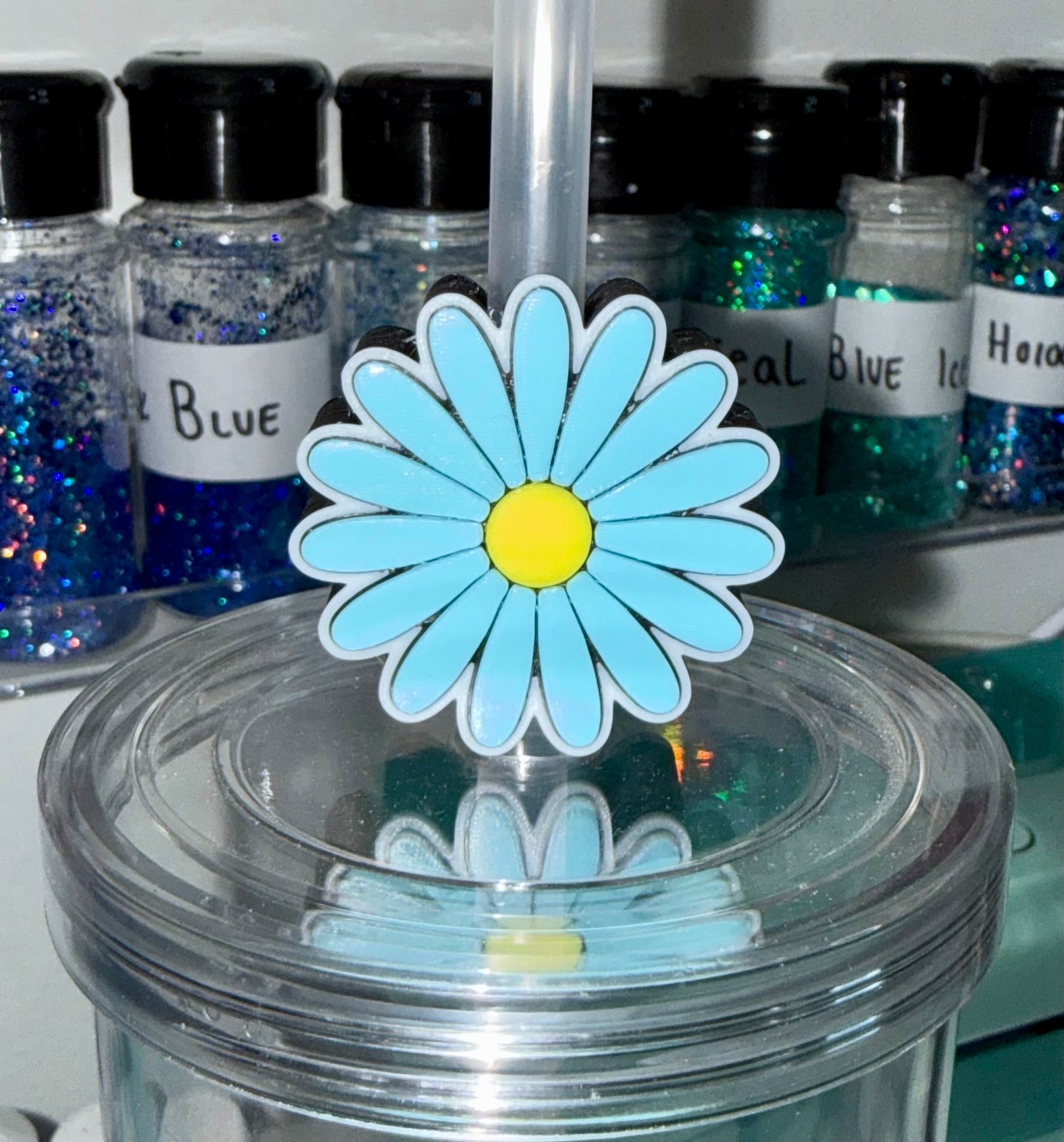 Blue Flower Straw Cup Accessories