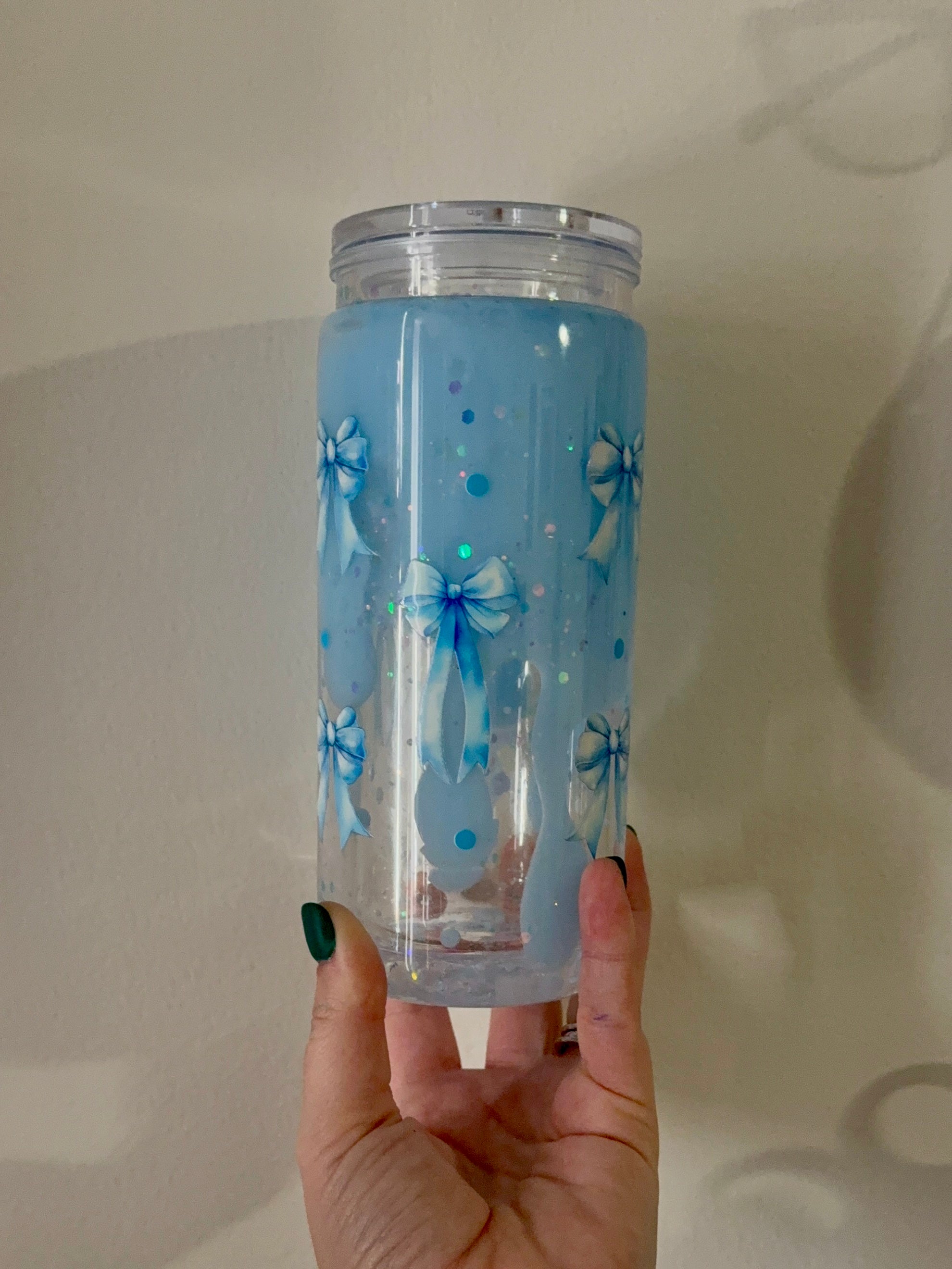 Blue Bow Pre-Made Tumbler