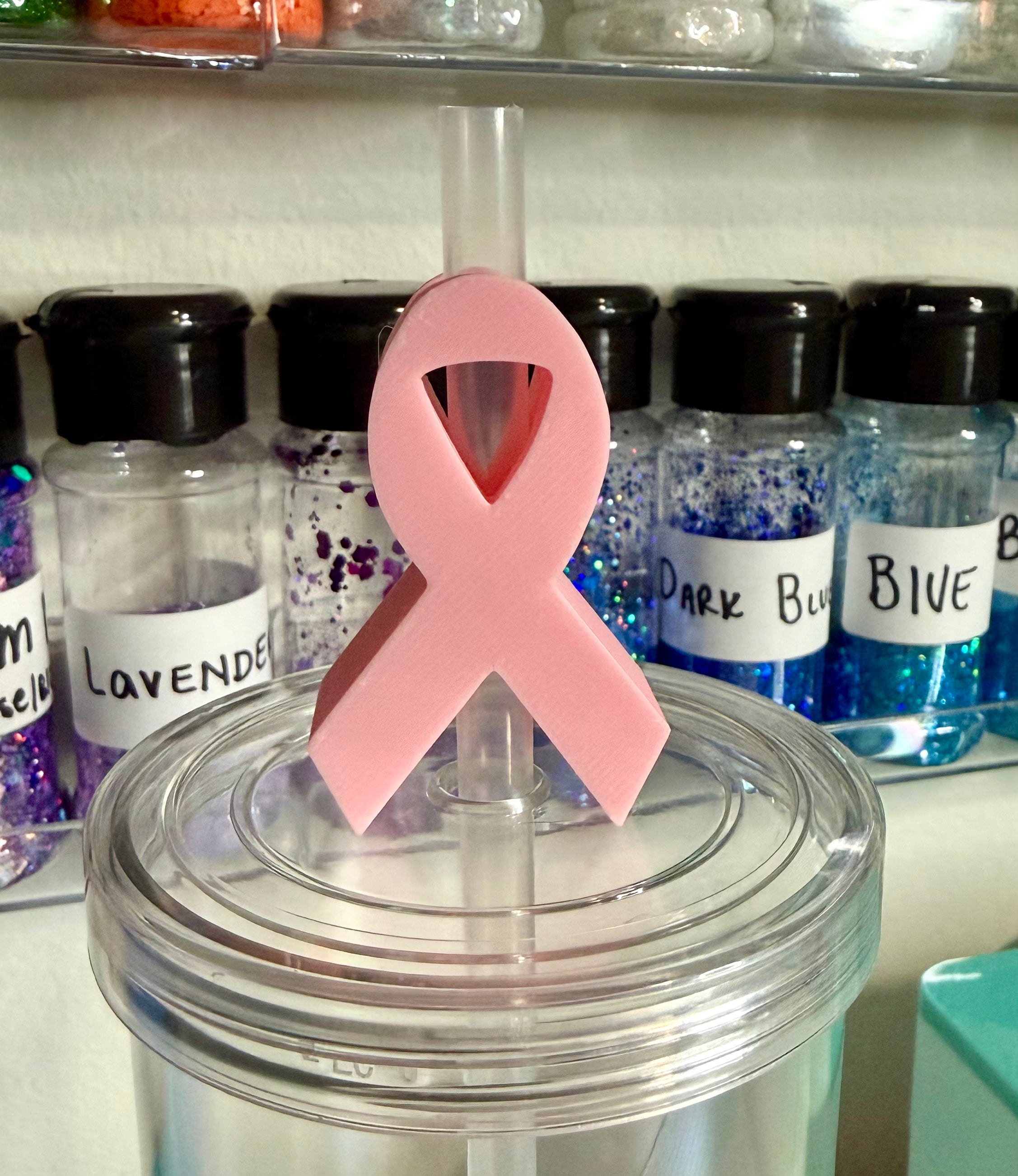 Breast Cancer Ribbon Straw Cup Accessories