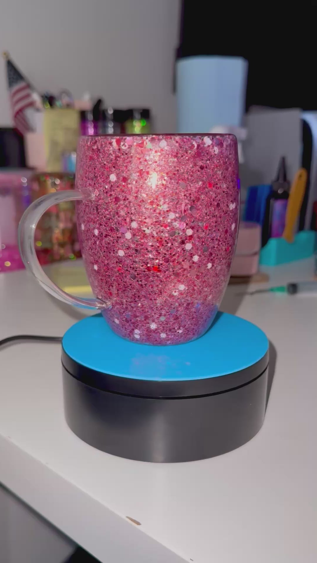 Red Glitter (Glass) Pre-Made Tumbler